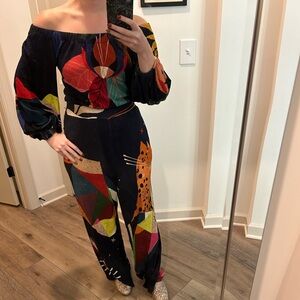 Bold Off-Shoulder Farm Rio Jumpsuit with Pockets